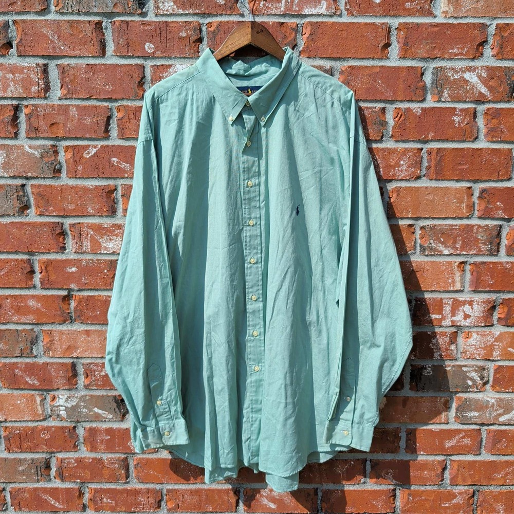 Ralph Lauren Button Down Shirt Mens 4XLT Green Classic Fit Long Sleeve Pony